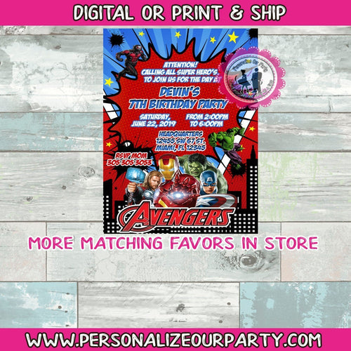 Avengers inspired party invitation-digital-print-Avengers birthday-Avengers invite-Avengers printed invitations-Avengers digital invitations