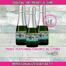 Load image into Gallery viewer, Personalized mini champagne bottle labels-digital-printed-annivesary party favors-wine bottle labels-champagne bottle labels-wedding favors