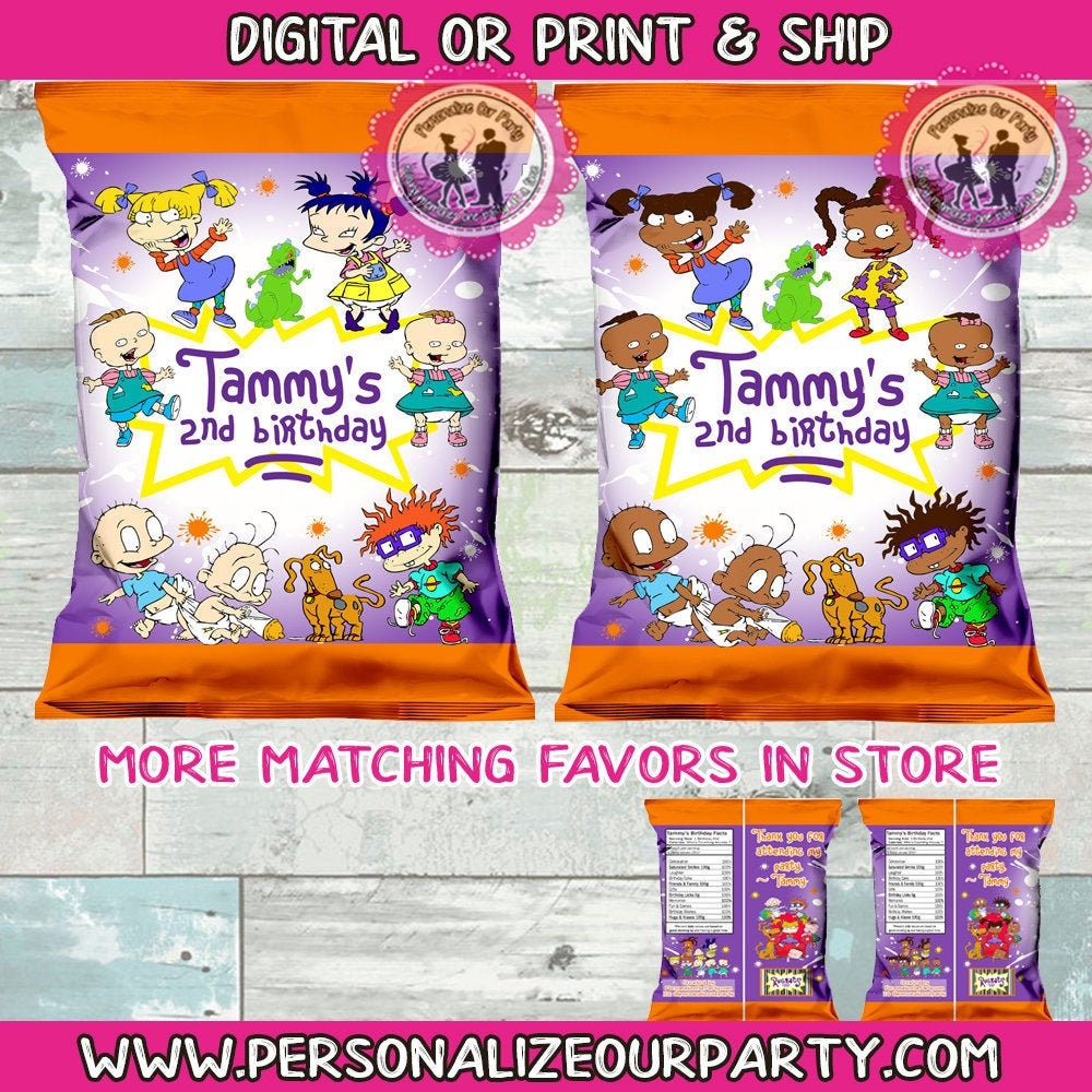 Rugrats chip bags-African American rugrats-digital-print-rugrats-rugrats party bags-rugrats party favors-rugrats birthday-rugrats favor bags