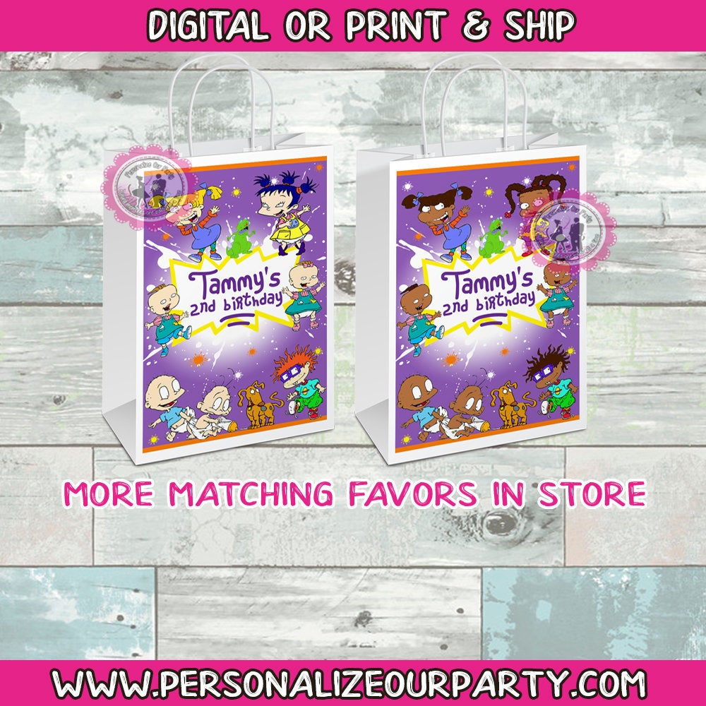 Rugrats party favor bags/labels-African American rugrats--digital-printed-rugrats party favors-rugrats candy bags-rugrats gift bafs-rugrats