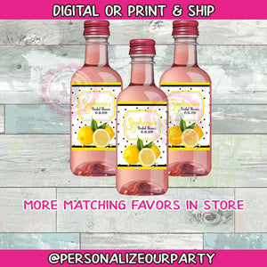 lemonade bridal shower mini moscato wine bottle labels-digital-printed-annivesary party favors-wine bottle labels-bridal favors-wine labels