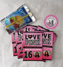 Load image into Gallery viewer, VS love pink capri sun labels-pink party favors-pink birthday favors-victoria&#39;s secret party-sweet 16-digital-printed-love pink party favors
