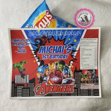 Load image into Gallery viewer, avengers inspired chip bag wrappers-digital-printed-avengers party favors-personalized party favors-avengers party bags-avengers chip bags