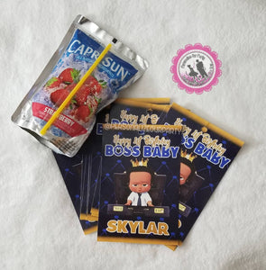 African american boss baby boy capri sun labels-digital file or 1 dozen printed stickers