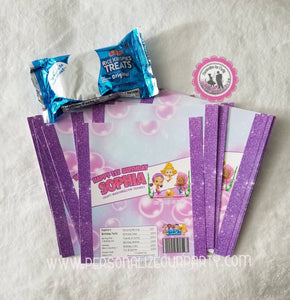 bubble guppie girls-rice krispy treat wrapper-digital-printed-bubble guppies party favors-bubble guppies party bag favors-custom party treat