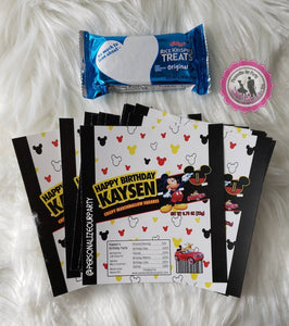 Mickey Mouse rice krispy treat wrapper-mickey mouse party favors-mickey mouse personalized party favors-mickey mouse club house party favors