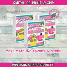 Load image into Gallery viewer, pineapple and flamingo party bag labels-digital-print-tropical party favors-pineapple party favors-flamingo party favors-candy bags-gift bag