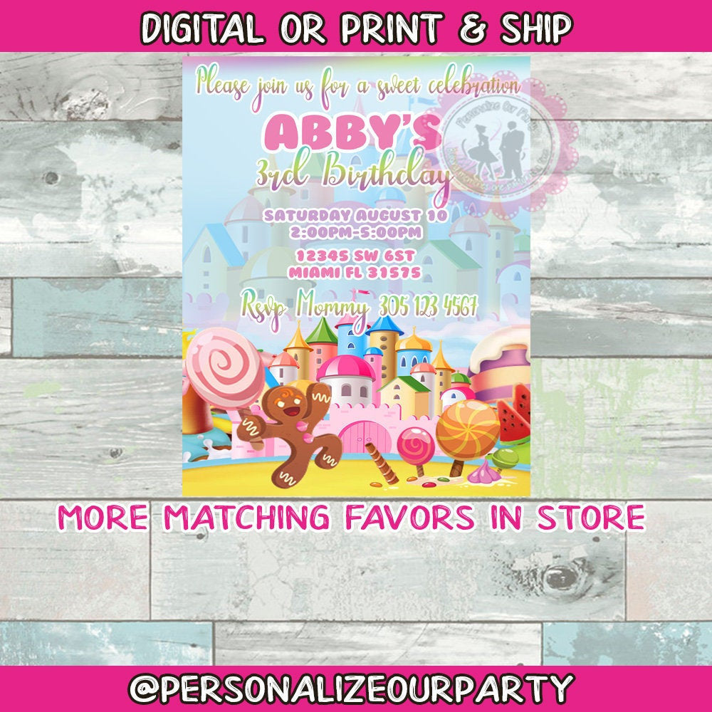 candy land invitation-digital printed-candy land invite-candy land baby shower-candyland party invitation-candy land birthday invitation
