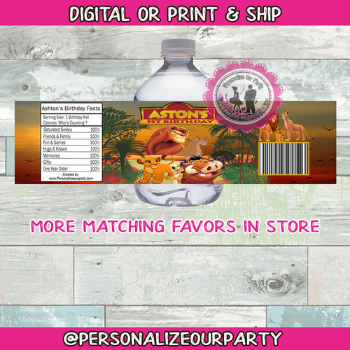 The Lion King water bottle labels-water bottle favors- lion king party favors-lion king birthday party favors-lion king party-digital-print