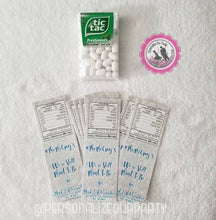 Load image into Gallery viewer, Matching tic tacs label-use this listing to purchase custom tic tacs/wrappers matching a theme i have listed in store-digital-printed