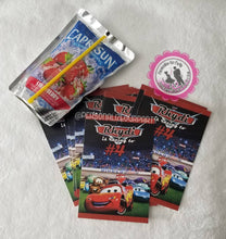 Load image into Gallery viewer, cars party favors package-cars chip bag wrappers-cars capri sun label-cars custom party favors-cars birthday party-cars 2-cars 3-personalize