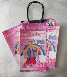 Jojo Siwa treat bags/labels-Jojo siwa party bag favors-jojo siwa candy bags-jojo siwa party-jojo siwa loot bags-digital-printed-jojo party