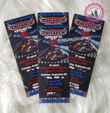 Load image into Gallery viewer, race car invitation-digital-printrd-digital invitations-go kart invitation-cars  party favors-cars invitation-ticket invitation-ticket