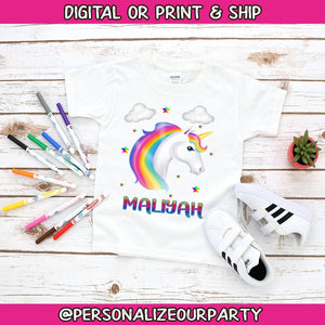 unicorn inspired birthday tshirt/digital tshirt transfer-birthday girls tshirt-birthday-digital-unicorn birthday-birthday girl-unicorn shirt