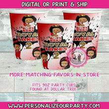 Load image into Gallery viewer, African american boss baby girl 9oz party cup labels-boss baby girl party-boss baby girl favors-boss baby girl birthday-digital-printed