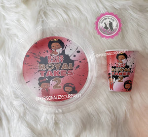 African american boss baby girl 9oz party cup labels-boss baby girl party-boss baby girl favors-boss baby girl birthday-digital-printed