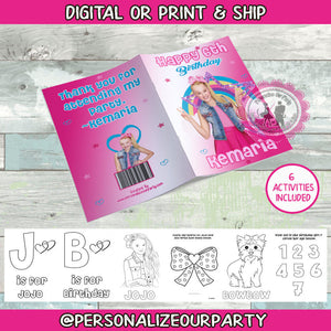 Personalized Jojo Siwa insppired coloring book-coloring book party favors-Jojo Siwa birthday-digital-print-coloring favors-jojo birthday