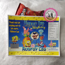 Load image into Gallery viewer, sponge bob square pants chip bag wrappers-digital or printed-spongebob party favors-spongebob personalized favor-sponge bob square pants