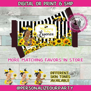 Sunflower baby shower candy bar wrapper-hershey's candy bar-sunflower party-1st birthday party favors-Sunflower theme party-digital-printed