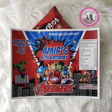 Load image into Gallery viewer, avengers inspired chip bag wrappers-digital-printed-avengers party favors-personalized party favors-avengers party bags-avengers chip bags