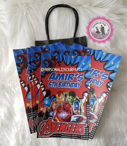 avengers party bags/labels - 1 digital file or 1 dozend printed labels