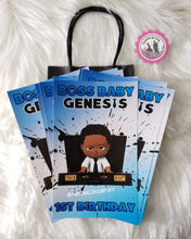 Load image into Gallery viewer, boss baby boy gift bags-African American boss baby boy-party bags-digital-printed-boss baby boy treat bags-personalized candy bags-loot