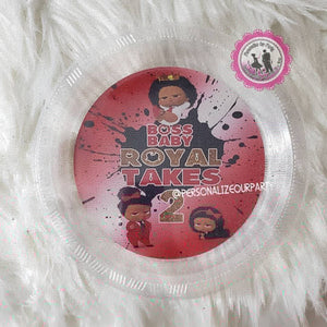 Boss baby girl 8.75in clear party plates/labels-personalized party supplies-boss baby favors-digital-printed-boss baby girl-custom plates