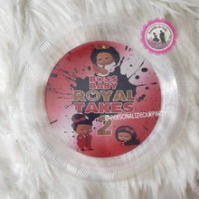 Load image into Gallery viewer, Boss baby girl 8.75in clear party plates/labels- personalized party supplies-boss baby favors-digital-printed-boss baby girl-custom plates