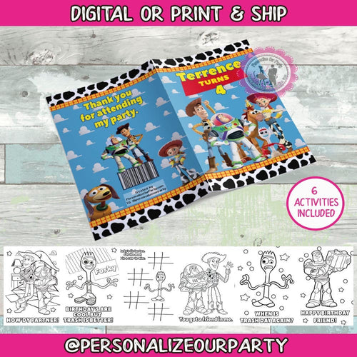 Toy story 4 coloring book-1 dz printed books with crayons or 1 digital file