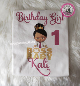 African American inspired boss baby girl birthday tshirt/digital tshirt transfer-birthday girl tshirt-digital-printed-boss baby girl
