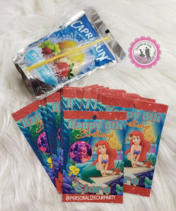 Little Mermaid Ariel Capri Sun - Juice Pouch - Party - Birthday - Digital- Download - Decorations - Personalized - Kool Aid Jammers