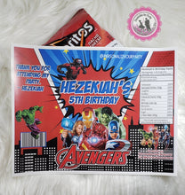 Load image into Gallery viewer, avengers inspired chip bag wrappers-digital-printed-avengers party favors-personalized party favors-avengers party bags-avengers chip bags