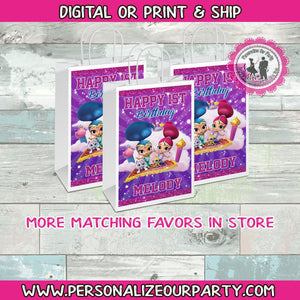 Shimmer and shine party bags/party bag labels-shimmer and shine candy bags-shimmer and shine party favors-shimmer and shine birthday party