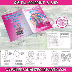 Jojo Siwa inspired coloring book party favors-1 digital fil or printed coloring books-Jojo Siwa birthday favors-coloring book-jojo birthday