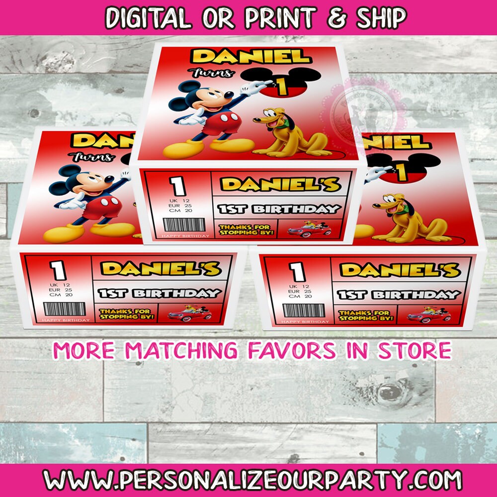 Mickey Mouse shoe box party favors-Mickey mouse gift box favors-digital-printed-Mickey mouse birthday party-Mickey mouse party bags-Mickey