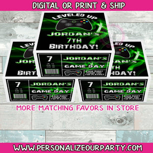 level up video game shoe box party favors-video game gift box favors-digital-printed-gamers party favor boxes-level up-video game birthday