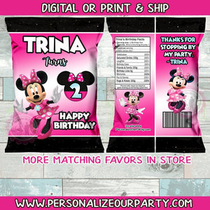 Minnie Mouse birthday chip bags/wrappers-minnie mouse party-red minnie mouse party favors-minnie mouse birthday party-1st birthday party
