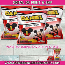 Load image into Gallery viewer, Mickey mouse inspired fruit snacks/wrappers-digital-printed-Mickey mouse party favors-Mickey birthday supplies-MIckey mouse clubhouse favors