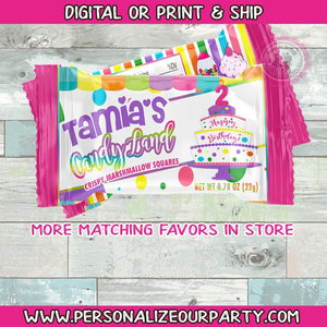 candy landy rice krispy treat/wrappers-candy land party favors-candy landy 1st birthday-candy land-candy land chip bags-rice krispie treats