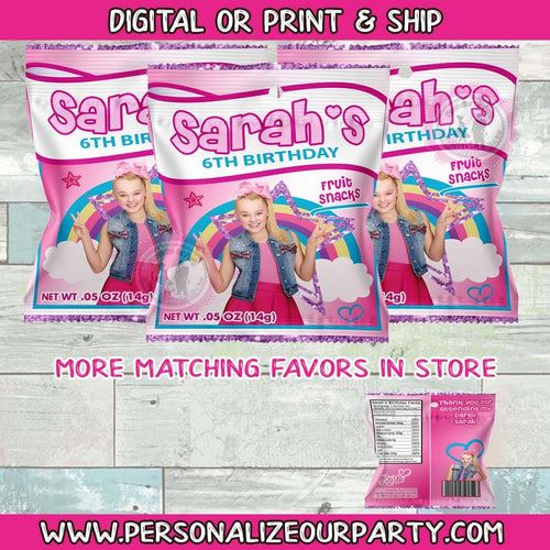 Jojo Siwa fruit snack wrappers-digital-print-Jojo Siwa party favors-Jojo Siwa birthday party-Jojo Siwa party supplies-Jojo Siwa party decor