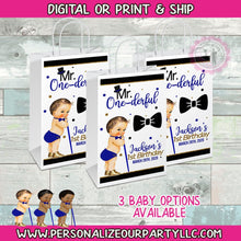 Load image into Gallery viewer, Mr. One-derful party favor bags-mr onederful gift bags-1st birthday party favors-first birthday party themes-digital-print-onderful birthday