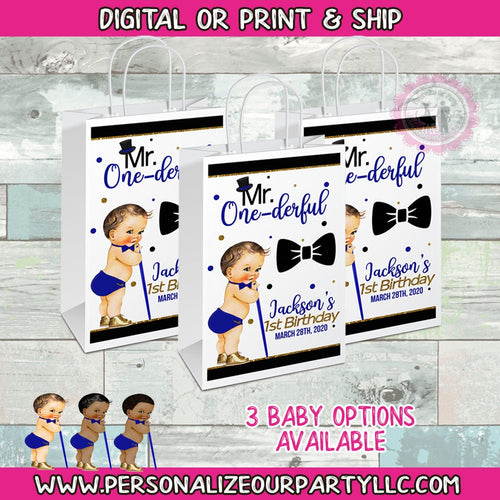 Mr. One-derful party favor bags-mr onederful gift bags-1st birthday party favors-first birthday party themes-digital-print-onderful birthday
