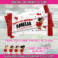 Load image into Gallery viewer, Lady bug rice krispy treats-wrappers-lady bug party favors-African American lady bug party-1st birhday-1st birthday party favors-rice krispy