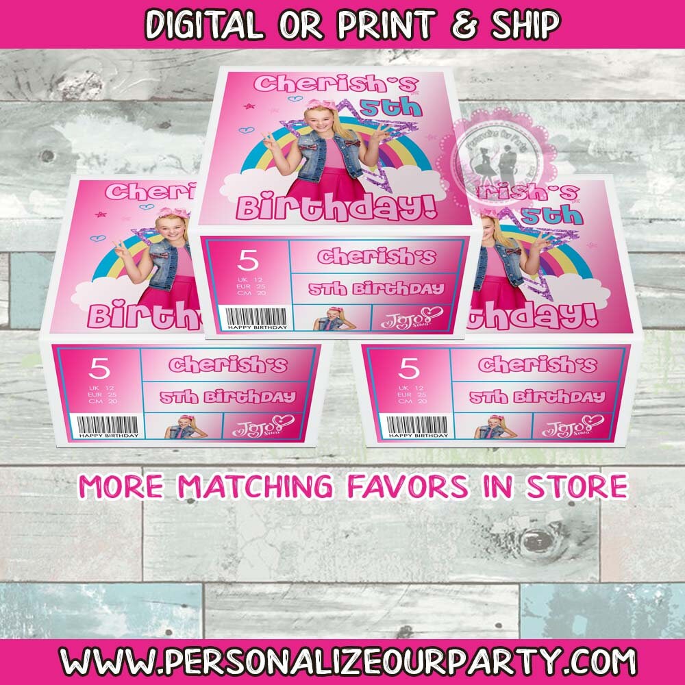 Jojo Siwa inspired gift box party favors-custom shoe box favors-digital-printed-jojo siwa gift boxes-jojo siwa party favors-jojo siwa party