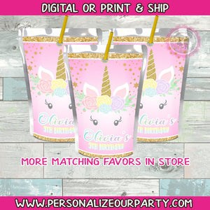 unicorn capri sun labels with photo-unicorn party favors-unicorn  party-unicorn personalized party favors-first birthday party favors