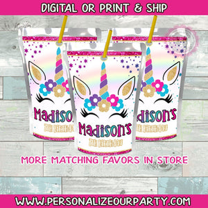 Rainbow Unicorn juice pouch-unicorn party favors-unicorn juice-unicorn party supplies-digital-printed-unicorn baby shower favors-unicorn