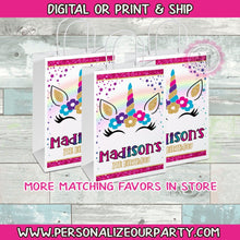Load image into Gallery viewer, Rainbow Unicorn gift bag/labels-unicorn party favors-unicorn party bags-unicorn treat bags-unicorn gift bags-unicorn birthday supplies