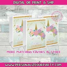 Load image into Gallery viewer, Unicorn gift bag/labels-unicorn party favors-unicorn party bags-digital-print-unicorn treat bags-unicorn gift bags-unicorn birthday supplies