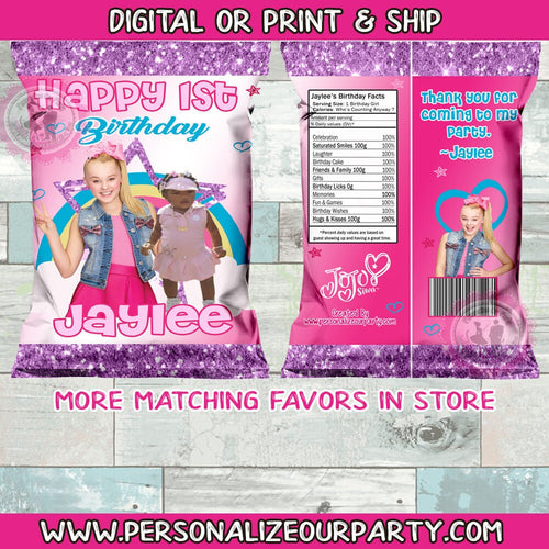 Jojo Siwa custom photo chip bag-digital-printed-Jojo Siwa party favors-Jojo Siwa birthday-Jojo Siwa party decor-Jojo Siwa party supplies