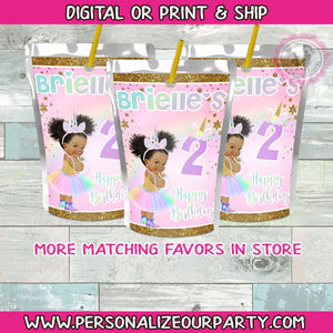 Unicorn baby girl juice pouch labels-unicorn party favors-unicorn juice-unicorn party-digital-printed-unicorn baby shower-first birthday